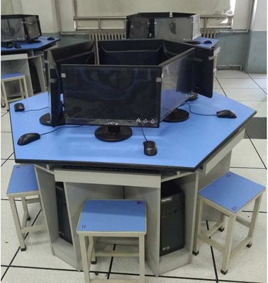 六边操作台创客教室理化生实验室六角八角电脑桌厂家直销可定做