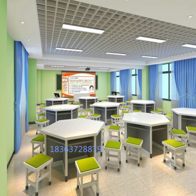 六角桌 六边形组合桌 六边形电脑桌五边形 八角桌 创客教室桌椅