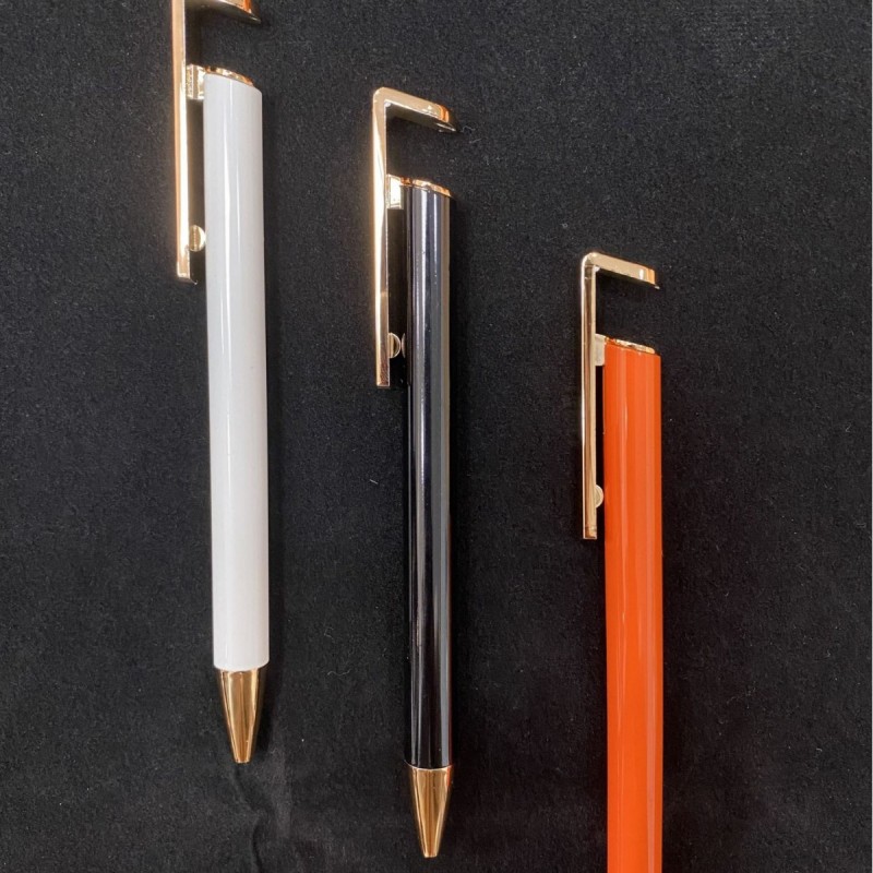 新款手机支架金属笔创意按动圆珠笔厂家批发办公文具